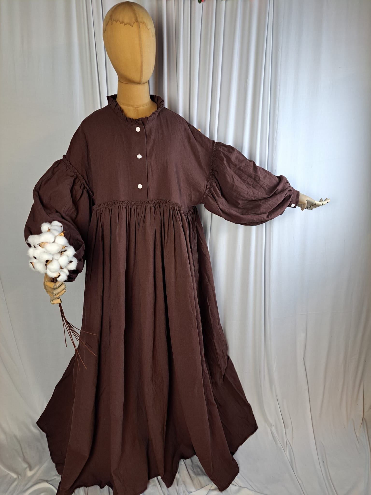 XXL Assiyah Ballon Abaya Baumwoll Leinen