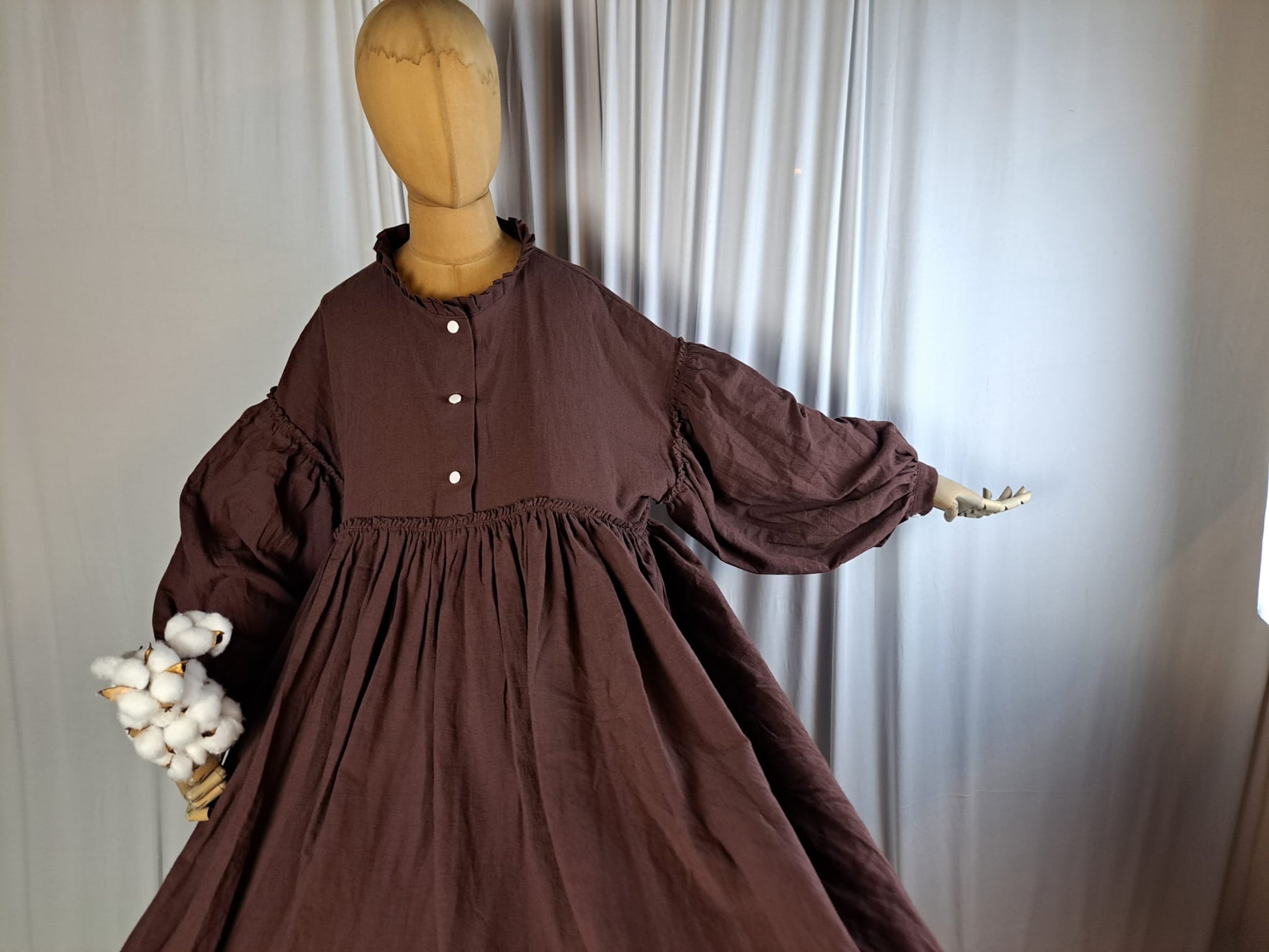 XXL Assiyah Ballon Abaya Baumwoll Leinen