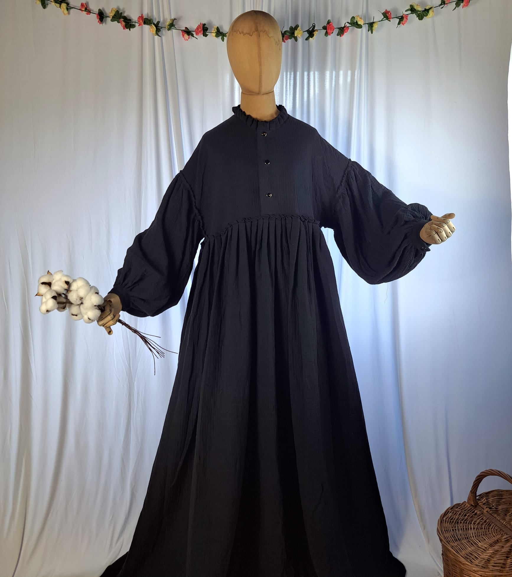 XXL Assiyah Ballon Abaya Baumwoll Leinen